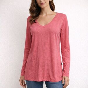 GAP Pink Coral Long Sleeve Tunic Top XS Lightweight Casual Basic Preppy Coastal